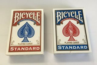 Bicycle Poker Playing Cards - 2 Decks,  Standard Size,  Red & Blue Backs,