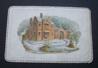 R43 - Manor House Lifting Chromo - Hidden Message - Goodall Victorian Xmas Card