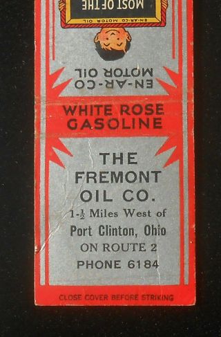 1930s White Rose Gas En - Ar - Co Motor Oil The Fremont Oil Co.  Port Clinton Oh Mb