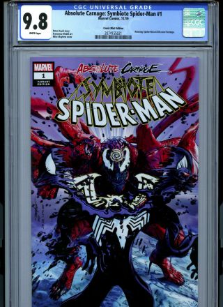 Absolute Carnage: Symbiote Spider - Man 1 (2019) Marvel Cgc 9.  8 White Pages