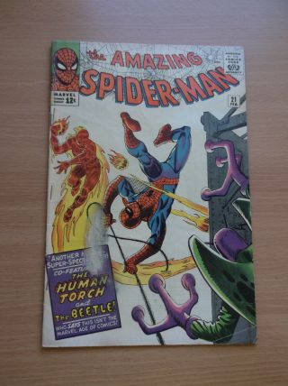 Marvel: Spider - Man 21,  Featuring: Human Touch & Beetle,  1965,  Vg,