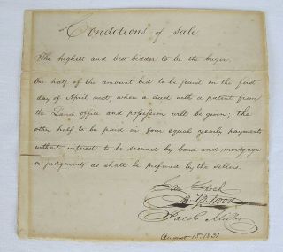 August 15,  1831 Land - Conditions Of Contract Signed By Bidders Yqz