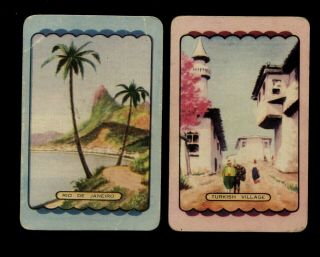 2 Listed Swap Card Coles Blank Back Palm Tree Rio De Janeiro Turshish Village