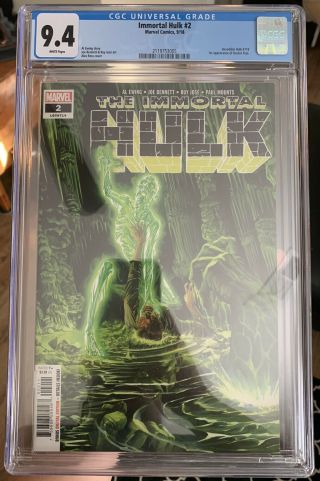 Immortal Hulk 2 Cgc 9.  4 Nm First Print 1st Appearance Dr Frye Alex Ross Key