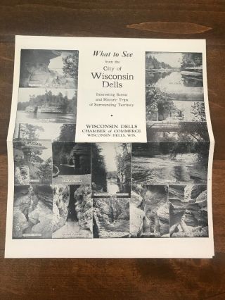 Vintage 1950’s Brochure What To See From The City Of Wisconsin Dells 4 Pages