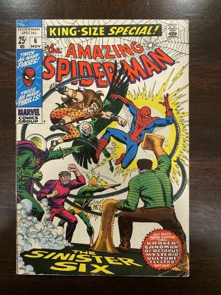 Spider - Man Annual 6,  Vg,  4.  5,  1st Appearance Sinister Six Reprint