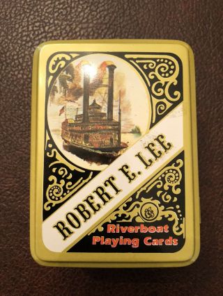Rare Vintage 1980 Robert E Lee Riverboat Playing Cards In Tin Box 2 Decks