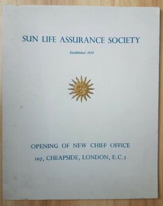 Commemorative Booklet: Sun Life Assurance Society,  Opening Of Chief Office