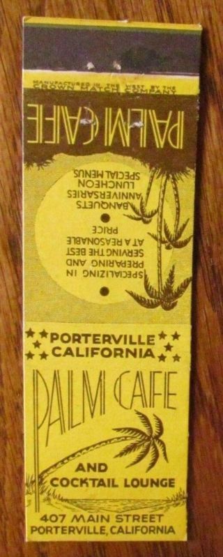 C1930s Crown Match: Palm Cafe (porterville,  California) - K6
