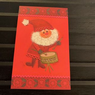 Vintage Greeting Card Christmas Santa Claus Embossed Drum