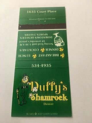 Vintage Matchbook Cover Matchcover Duffy’s Shamrock Denver Co