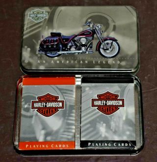 1998 Harley Davidson Motorcycles Limited Edition Playing Cards In Tin