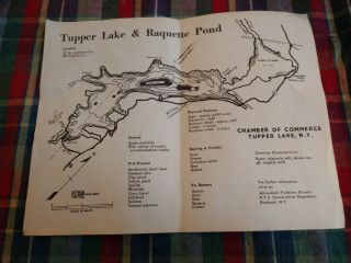 Vintage Ny State Conservation Dept Map/info Tupper Lake Hunting Fishing Trapping