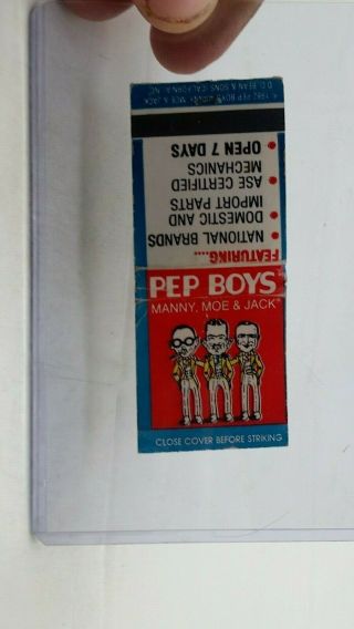 Vintage " Pep Boys - Manny,  Moe & Jack " Matchbook Cover/ Unstuck - Near