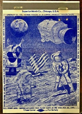 1969 Nasa Apollo 11 Moon Landing Commemorative Matchbook Cover