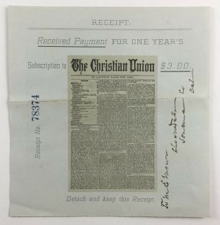 The Christian Union Company Antique Subscription Document York