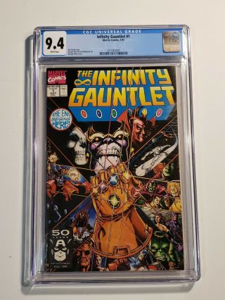 The Infinity Gauntlet 1 Cgc 9.  4 (jul 1991,  Marvel) Thanos Starlin/perez Nm