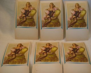 (6) Elvgren Pin Up Prints " Sitting Pretty " 1965/66 Pocket Calendar Cover Only