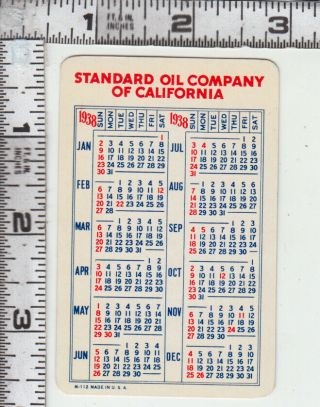 1938 - Pocket Wallet Calendar Playing Card Size - Standard Oil Co California