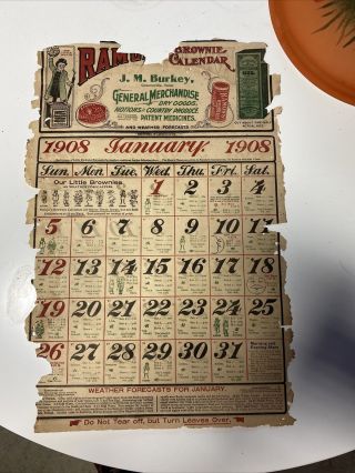 1908 Calendar Sheet Ramon’s Greeneville Tennessee