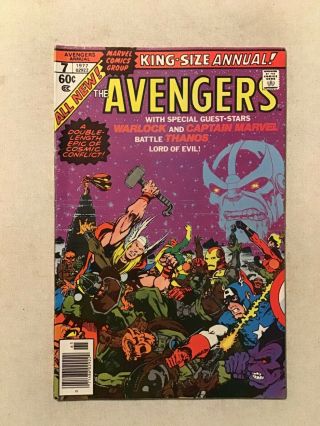 King - Size Avengers Annual 7 Vf/nm 9.  0 1st App Of Infinity Gems Death Of Warlock