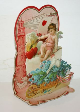 Vintage Valentine Die Cut,  Stand Up,  Fold Out,  3 Layers,  5 1/2 " High & 4 " Wide