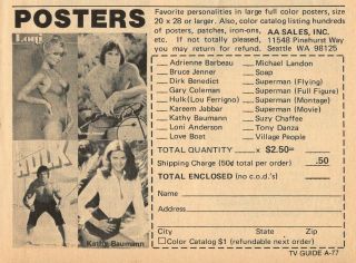 1979 Tv Posters Ad The Incredible Hulk Loni Anderson Kathy Baumann Bruce Jenner