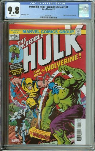 Incredible Hulk: Facsimile Edition 181 Cgc 9.  8 White Pages Reprints Hulk 181