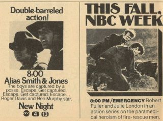 1972 Nbc Tv Ad Emergency Series Randolph Mantooth Alias Smith & Jones