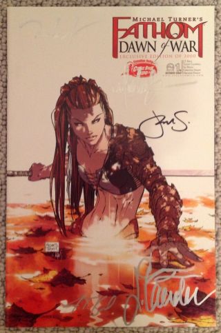Fathom Dawn Of War 1b Comic Book Expo 2004 Signed By Michael Turner,  4 More