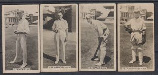 Australia 4x Different Wills Real Photo Cigarette Cards · Cricket Season 1928 - 29
