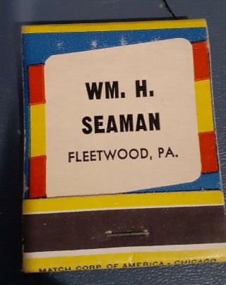 1958 Chevrolet Dealer Matchbook 20 Strike William H.  Seaman Fleetwood Pa.