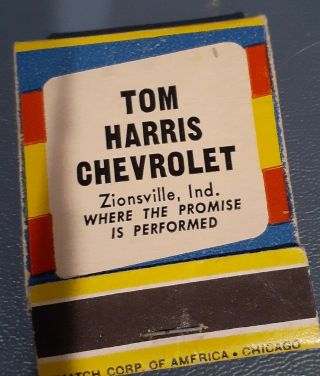 1958 Chevrolet Dealer Matchbook 20 Strike Tom Harris Chevrolet Zionville Ind.