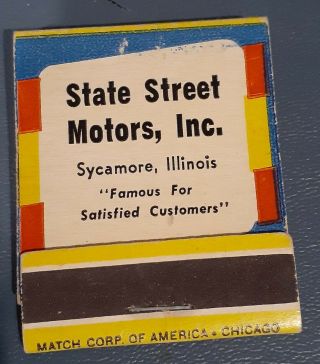 1958 Chevrolet Dealer Matchbook 20 Strike State Street Motors Inc Sycamore Ill