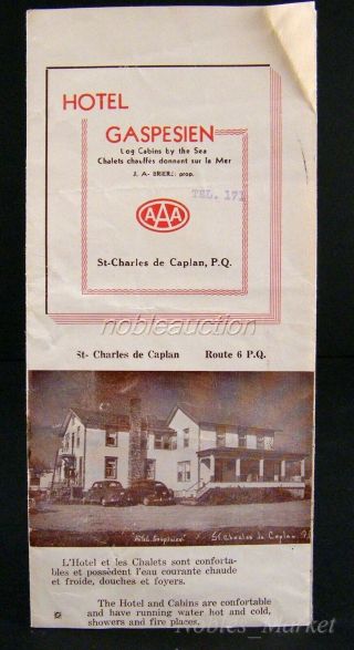 Hotel Gaspesien Brochure 1940 