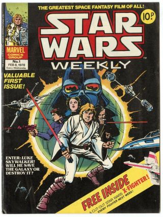 Star Wars Weekly 1 Vf/nm 9.  0 Ow/white Pages Marvel International 1978 B