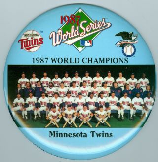 1987 Minnesota Twins World Series Champions Team Photo Pin - Back Button 6 Inches