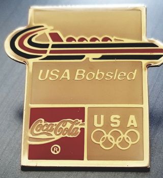 Vintage Usa Coke Coca Cola Bobsled Pin Badge