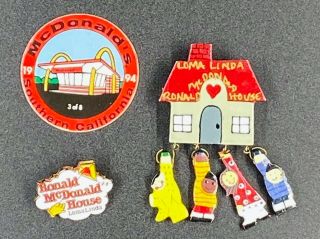 Loma Linda Ca Ronald Mcdonald House Pins - House With Kids Handmade Rare