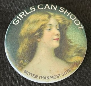 Advertising 2nd Amendment Girls Can Shoot Gun Rights Guardfrog Pinback Button