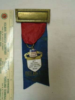 1929 National Federation Of Post Office Clerks Enamel Emblem & Ribbon,  4.  25 " L