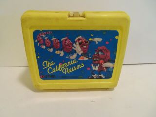Vintage 1987 The California Raisins Yellow Plastic Lunch Box With Thermos