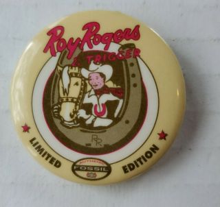 Fossil Watches Limited Edition Roy Rogers & Trigger Button Pin Pinback 1.  45 "