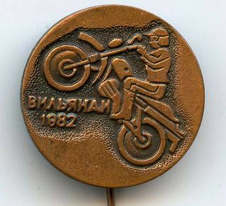 Russian Estonia Moto Sport Motorcycle Ussr Championship Viljandi 1982 Pin Badge