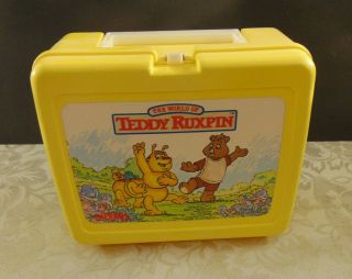 Vtg Thermos World Of Teddy Ruxpin 1986 Yellow Plastic Lunchbox Collectible