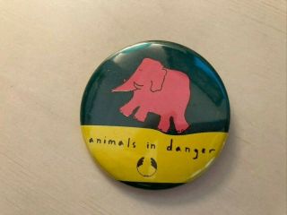 The Body Shop Animals In Danger Vintage Pinback Button (early 1990 