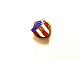 Vintage Patriotic Enameled Red,  White & Blue Shield Buttonhole Type Pin