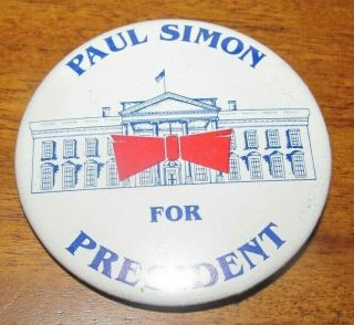 1988 Paul Simon For President Campaign Button Pin Pinback Bow Tie White House