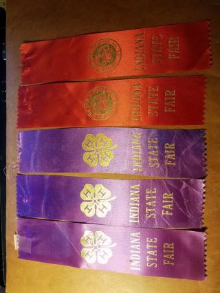 Vtg Indiana State Fair 4 - H Club Work Competition Ribbons