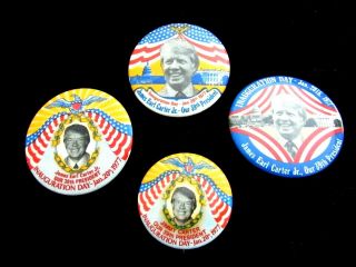 4 Different 1977 Pins - Jimmy Carter Inauguration Day Jan 20th -